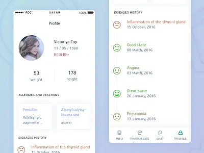 Remote treatment — medical card app contest doctor hospital interface ios medical card medicine remote treatment russian design cup 2016