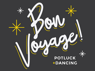Bon Voyage away bon going party stars typography voyage