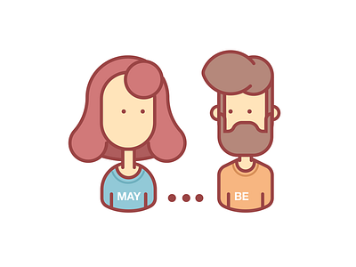 May...be beard character couple cute face illustration love minimal people