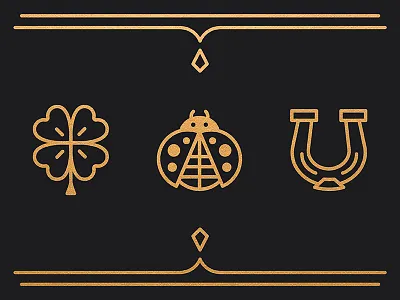 Good Luck - You'll Need It: Preview foil fortune four leaf clover gallery gold good horse shoe illustration ladybug light grey art lab luck ornate