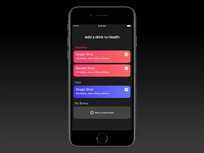 Caffeine Mockup 2 concept health ios mockup