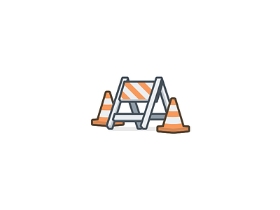 Under Construction 90s broken flat gif icon illustration pylon traffic under construction