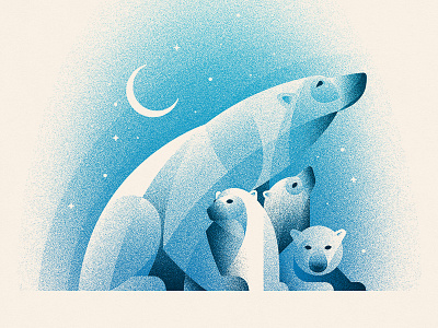 Polar Bears Art Print Benefiting NRDC arctic dan kuhlken dkng geometric geometry moon nathan goldman polar bear polar bears texture vector winter