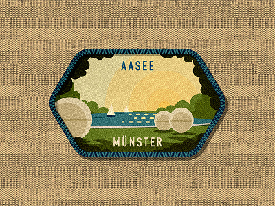 Münster Badge 7 art badge city home illustration lake nature patch retro summer vector vintage