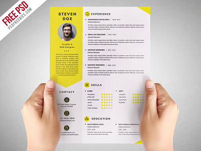 Freebie : Clean Resume CV Template Free PSD bio data creative cv cv design elegant free psd freebie graphic designer cv job modern cv psd resume