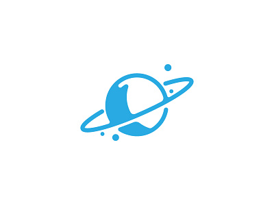 Saturn blue design flat logo modern planet saturn