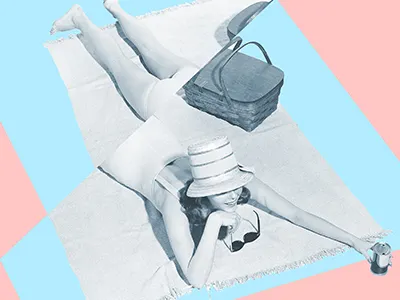 Woman on the Beach collage vintage woman