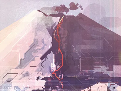 Geometric Volcano art design digital illustration japan landscape nature volcano