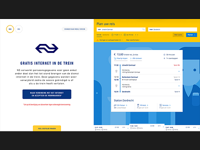 NS Wifi login page design nederland ns ov public transfer train website