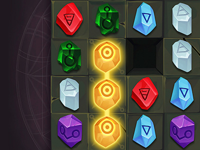 Match 3 Board alchemy background game gemstone icon illustration ui