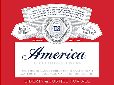 Budweiser America Label branding design lettering type typography