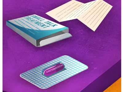 Small talk treatment box concept introspection medicine pill small talk treatment