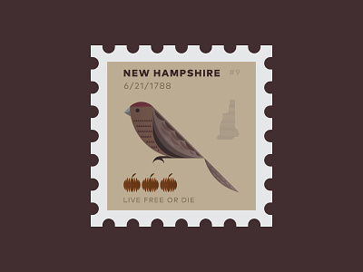 New Hampshire bird icon illustration nature new hampshire postage pumpkin stamp usa