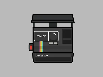 Onestep 600 camera film flat design icon illustration instant polaroid