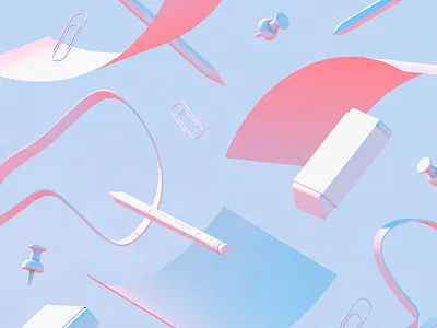 Messy Desk 3d desk eraser office paper clip pencil rubber band