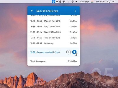 Day 95 - Time Is Money 100dayuichallenge counter list osx project timer time counter time is money
