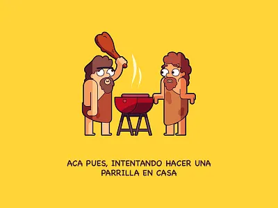 Parrillada barbecue caveman cavern cavernicola doodle illustration parrilada