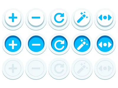 Clickable Buttons blue button click design icon interface press push round ui white