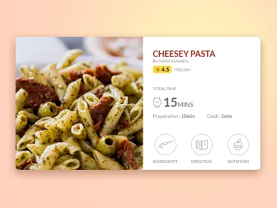 Food Recipe UI food menu pasta recipe restaurant ui ux