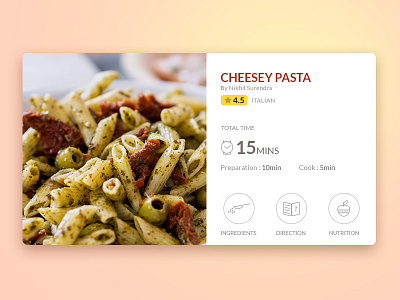 Food Recipe UI food menu pasta recipe restaurant ui ux