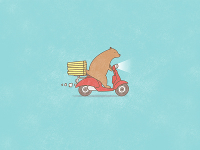 Elosoexpress bear delivery illustration vespa