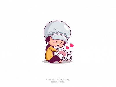 Trafalgar, Law animal anime cat character design chibi cute fanart funny illustration vector