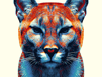 Puma - Colorful Animals animal art cat color colourful design illustration nature portrait print puma wild