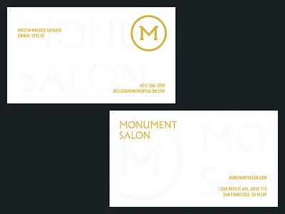 Monument Salon business cards branding business card identity logo