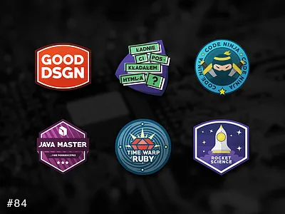 84 Badge badge code css dailyui design html java ninja rocket science ruby time warp vector