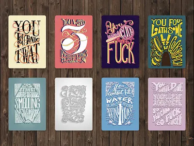 Beautiful Insults Exhibition Postcards film hand lettering hand lettering art lettering movie quote poster design typography