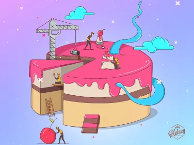 Custom Cake Illustration cake chocolate cupcake icon illustration product ui