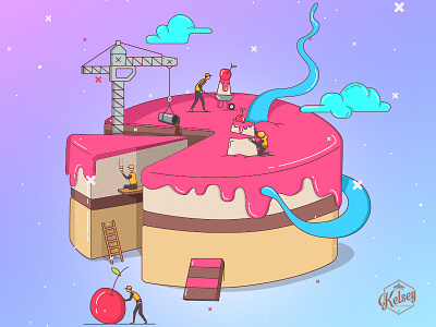 Custom Cake Illustration cake chocolate cupcake icon illustration product ui