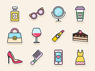 Girls Survival Kit design fashion girl icon iconography illustration kit shapes sticker survival vector