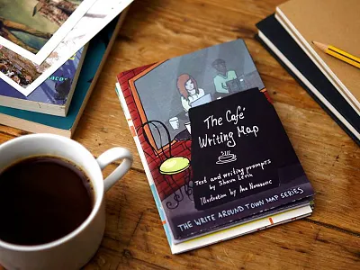 The Café Writing Map cafe drawing illustration london map window write around town