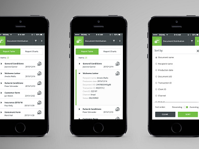 Document Production App app collapse data mobile table mobile ui ui webapp