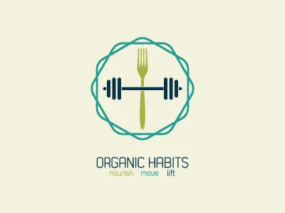 Organic Habits brand exercise fitness food fork logo move nourish organic weights woodbridge