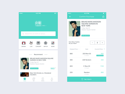 New project from meet&co. apple green ios mockup pop sport stars ticket ui