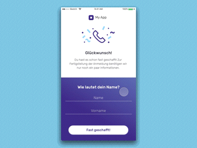 My App Registration Process animation app design registration