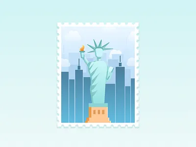 NYC Stamp Illustration artwork city icons illustration illustrator new york nyc stamp statue