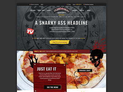 Grinders Homepage crazy homepage design flames homepage homepage design restaurant design restaurant website skull skulls