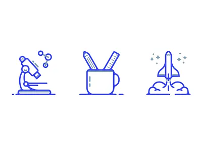 Film illos coffee mug lines microscope pencil ruler space shuttle thin lines