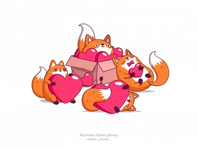 Party hard animals badges character design fox funny illustration stickers vector