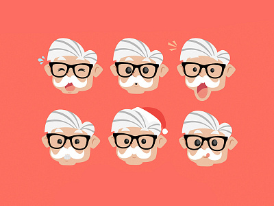 Mustache Grandpa character christmas cute design flat funny grandpa mustache old santaclaus xmas