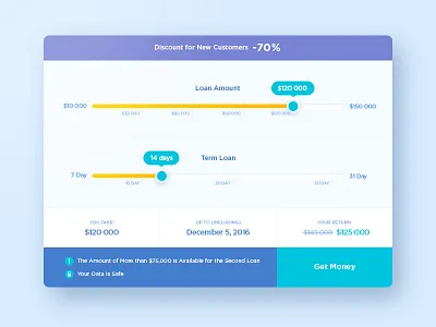 Calculator for Microсredits calc calculator dashboard design interface money ui ux web webdesign