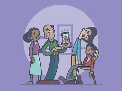 Sooooo Many Photoooos dad excited exhausted family illustration line art photos proud