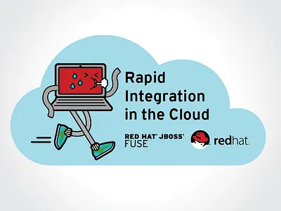 JBoss Fuse Sticker computer cute hat illustration jboss kawaii red redhat running sneakers sticker sweat