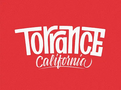 Torrance Lettering Practice brush script california city handlettering interlock lettering red script surf surfer type white
