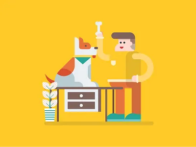 Pet Lover animal clean colour dog flat flat illustration icon illustrations pet vector yellow