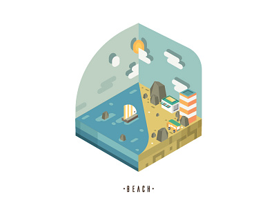 Beach flatdesign illustration isometric vector