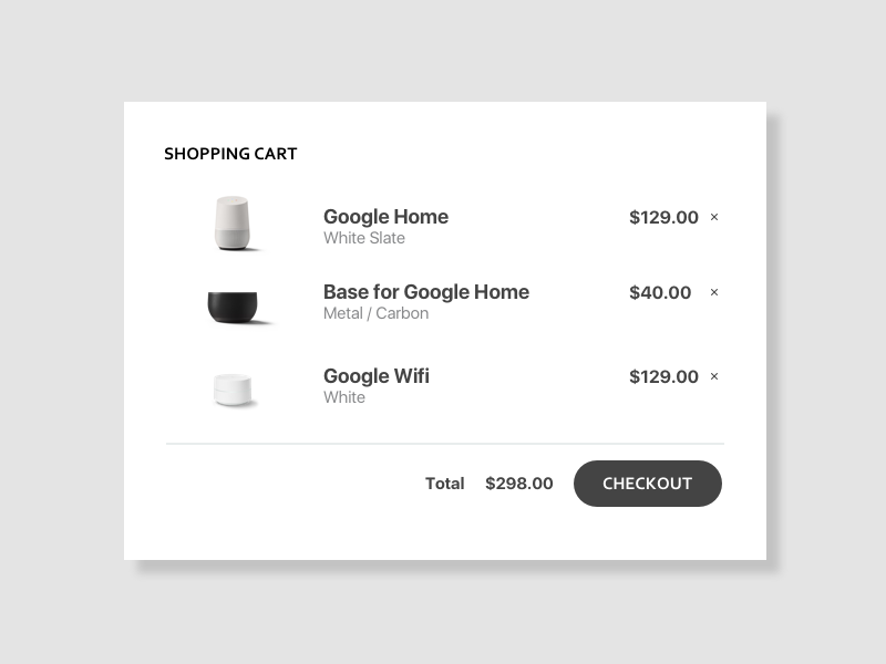 Example of Daily UI Day 58 - Shopping Cart